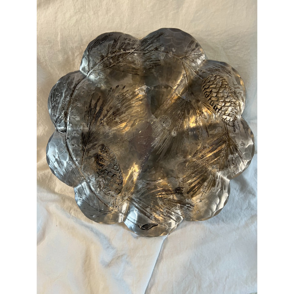 Vintage Wendell August Forge Handmade Hammered Aluminum Bowl 11" Rare Pinecone - Picture 4 of 8